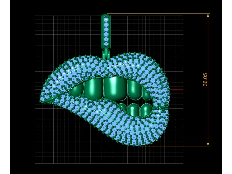 Luxury Diamond Grillz Mouth Pendant 3D Print Model