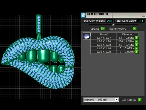 Luxury Diamond Grillz Mouth Pendant 3D Print Model