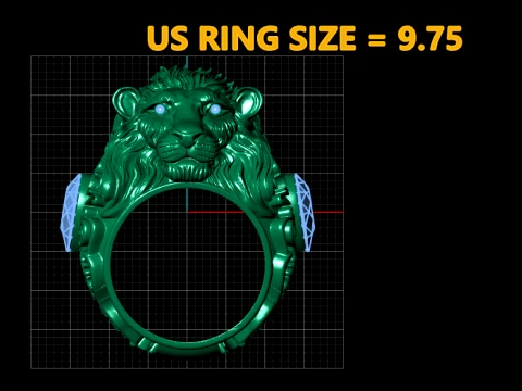 Luxury Lion Head Ruby Signet Ring 3D Print Model