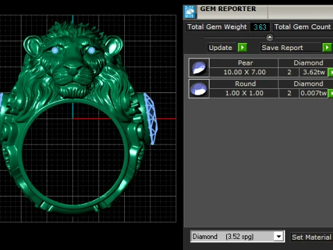 Luxury Lion Head Ruby Signet Ring 3D Print Model