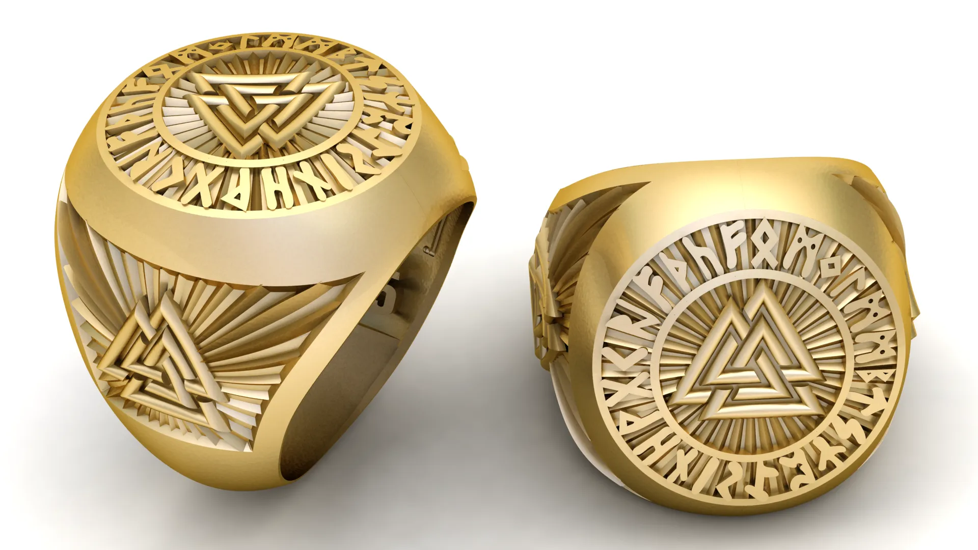 Valknut Viking Signet Ring 3D Mod 3D Print Model .c4d .max .obj .3ds .fbx .stl .blend