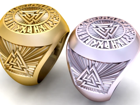 Valknut Viking Signet Ring 3D Mod 3D Print Model