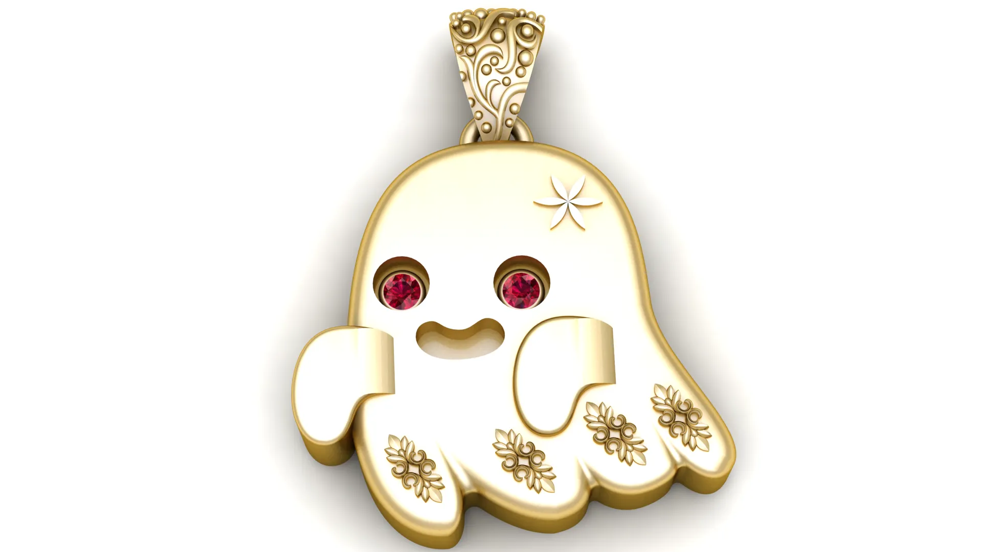 Cute Halloween Ghost Pendant 3D Printable Jewelry Mode 3D Print Model .c4d .max .obj .3ds .fbx .stl .blend 