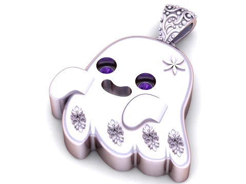 Cute Halloween Ghost Pendant 3D Printable Jewelry Mode 3D Print Model