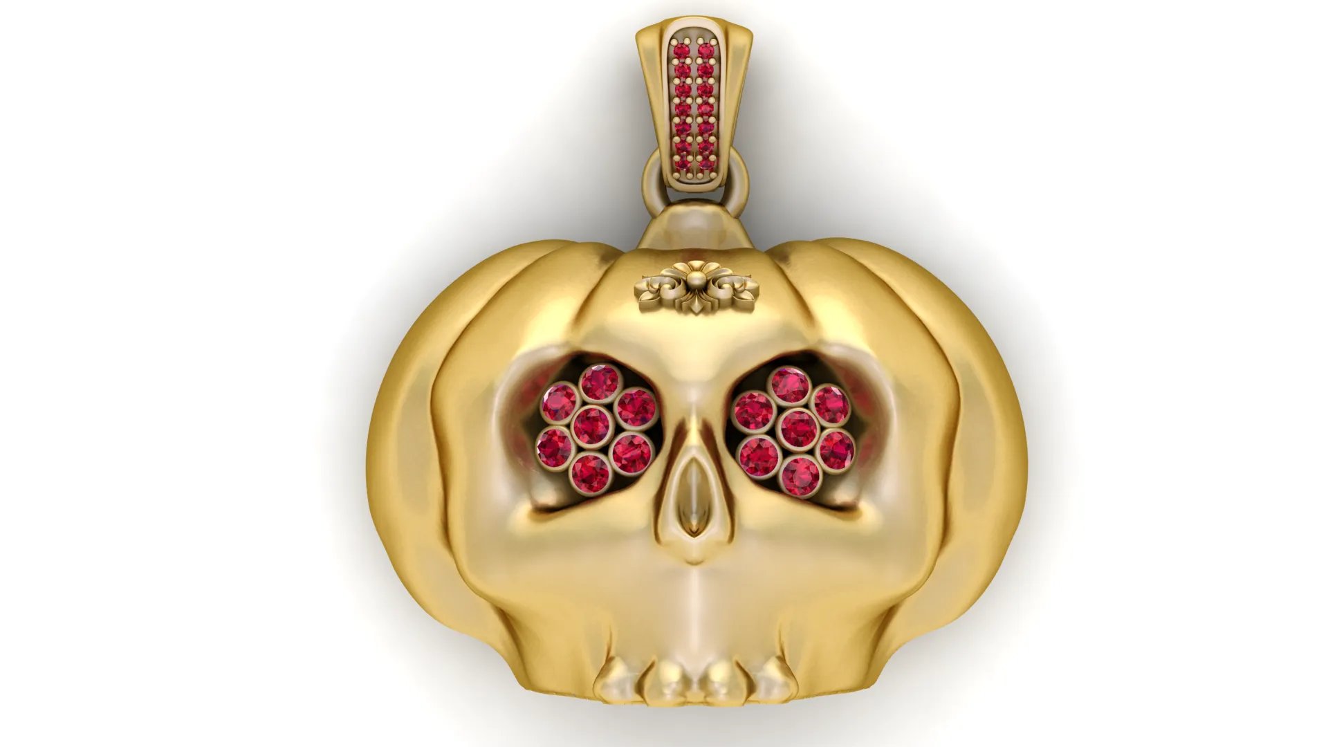 Pumpkin Skull Gemstone Pendant 3D Print Model .c4d .max .obj .3ds .fbx .stl .blend 