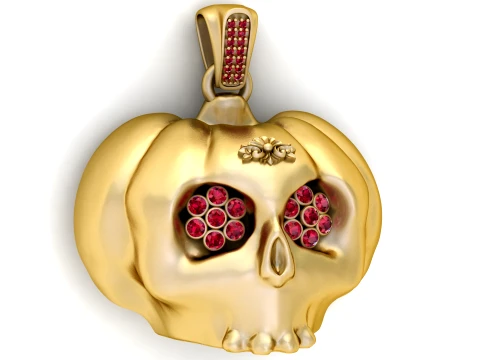 Pumpkin Skull Gemstone Pendant 3D Print Model