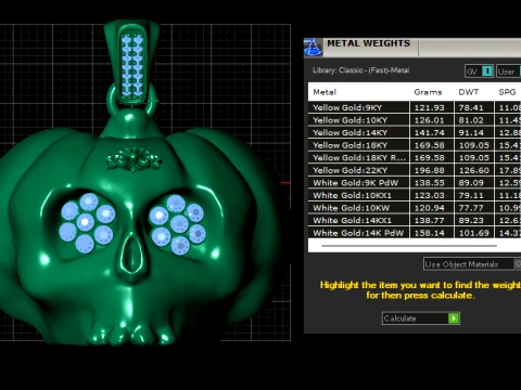 Pumpkin Skull Gemstone Pendant 3D Print Model