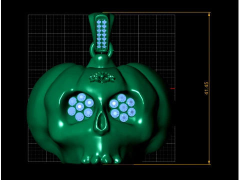 Pumpkin Skull Gemstone Pendant 3D Print Model