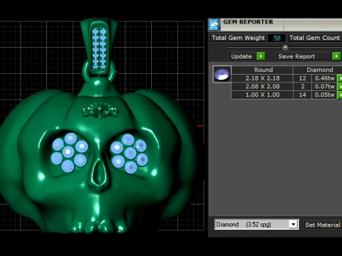 Pumpkin Skull Gemstone Pendant 3D Print Model
