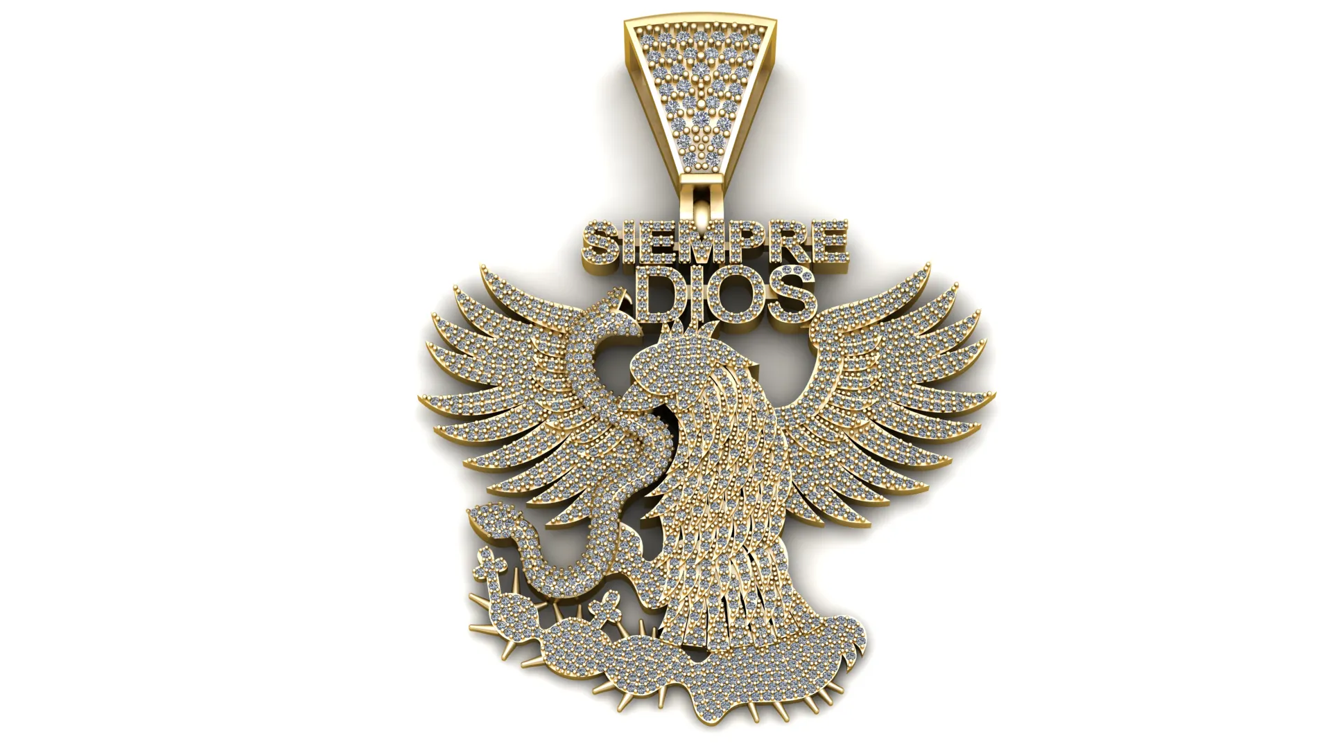 Siempre Dios Phoenix Pendant 3D Print Model .c4d .max .obj .3ds .fbx .stl .blend