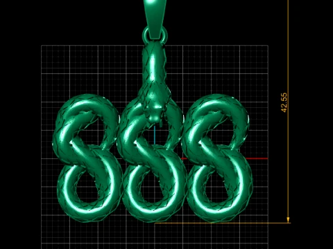 Luxury Triple Infinity Snake Pendant 3D Print Model