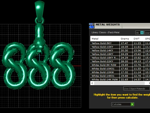 Luxury Triple Infinity Snake Pendant 3D Print Model