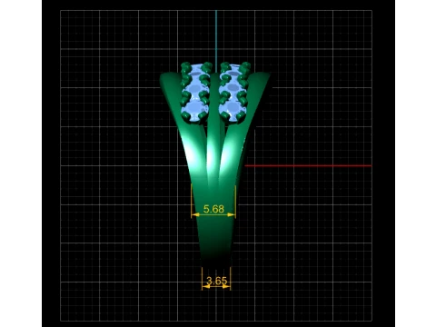 Triple Row Gemstone Ring 3D Print Model