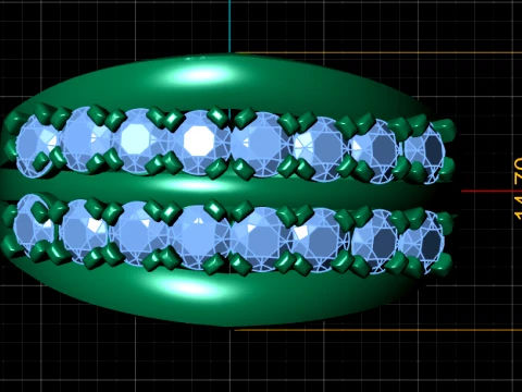 Triple Row Gemstone Ring 3D Print Model