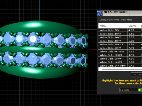 Triple Row Gemstone Ring 3D Print Model