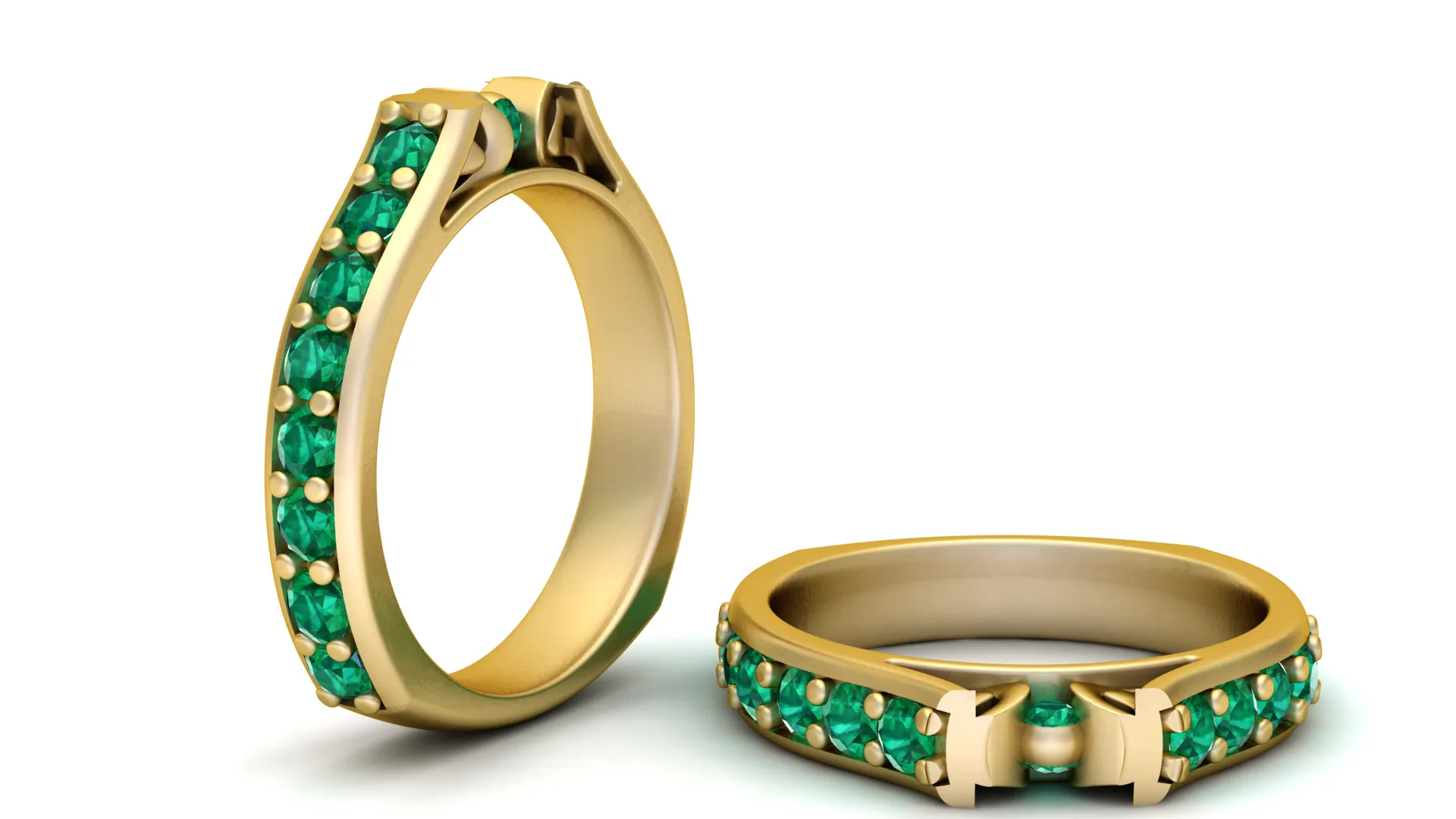 Channel Set Gemstone Band Ring 3D Print Model .c4d .max .obj .3ds .fbx .stl .blend 