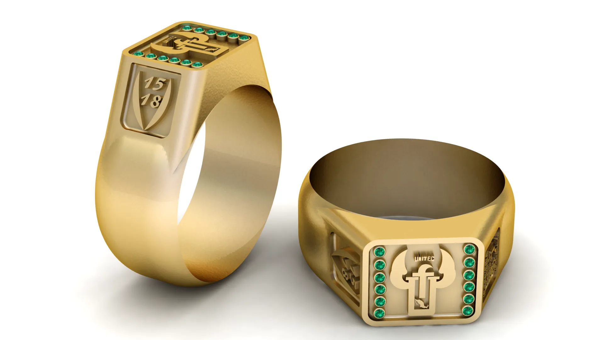 Custom Signet Ring with Cross Shield 3D Print Model .c4d .max .obj .3ds .fbx .stl .blend