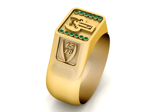 Custom Signet Ring with Cross Shield 3D Print Model