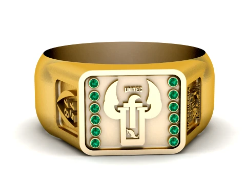 Custom Signet Ring with Cross Shield 3D Print Model
