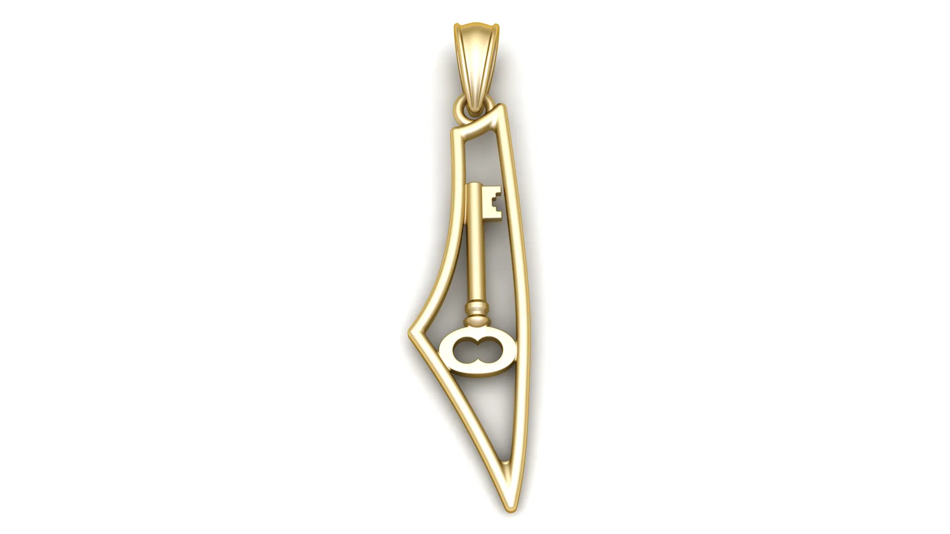 Elegant Vintage Skeleton Key Pendant 3D Printable Jewelry Model 3D Print Model .c4d .max .obj .3ds .fbx .stl .blend