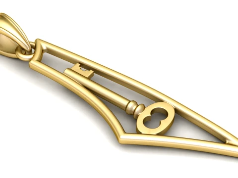 Elegant Vintage Skeleton Key Pendant 3D Printable Jewelry Model 3D Print Model