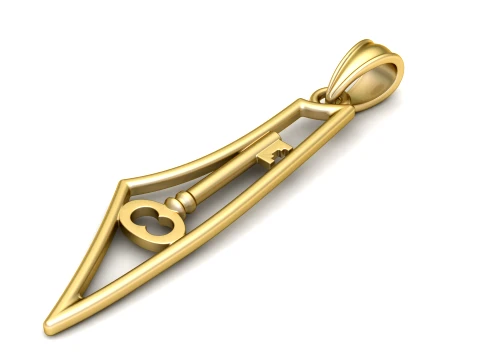 Elegant Vintage Skeleton Key Pendant 3D Printable Jewelry Model 3D Print Model