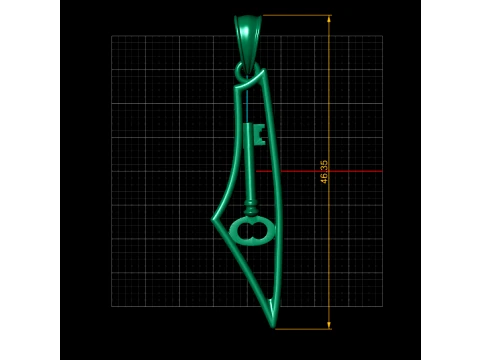 Elegant Vintage Skeleton Key Pendant 3D Printable Jewelry Model 3D Print Model