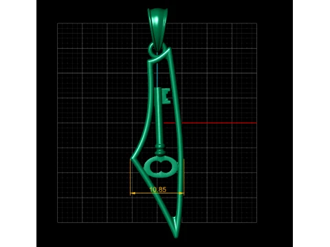 Elegant Vintage Skeleton Key Pendant 3D Printable Jewelry Model 3D Print Model