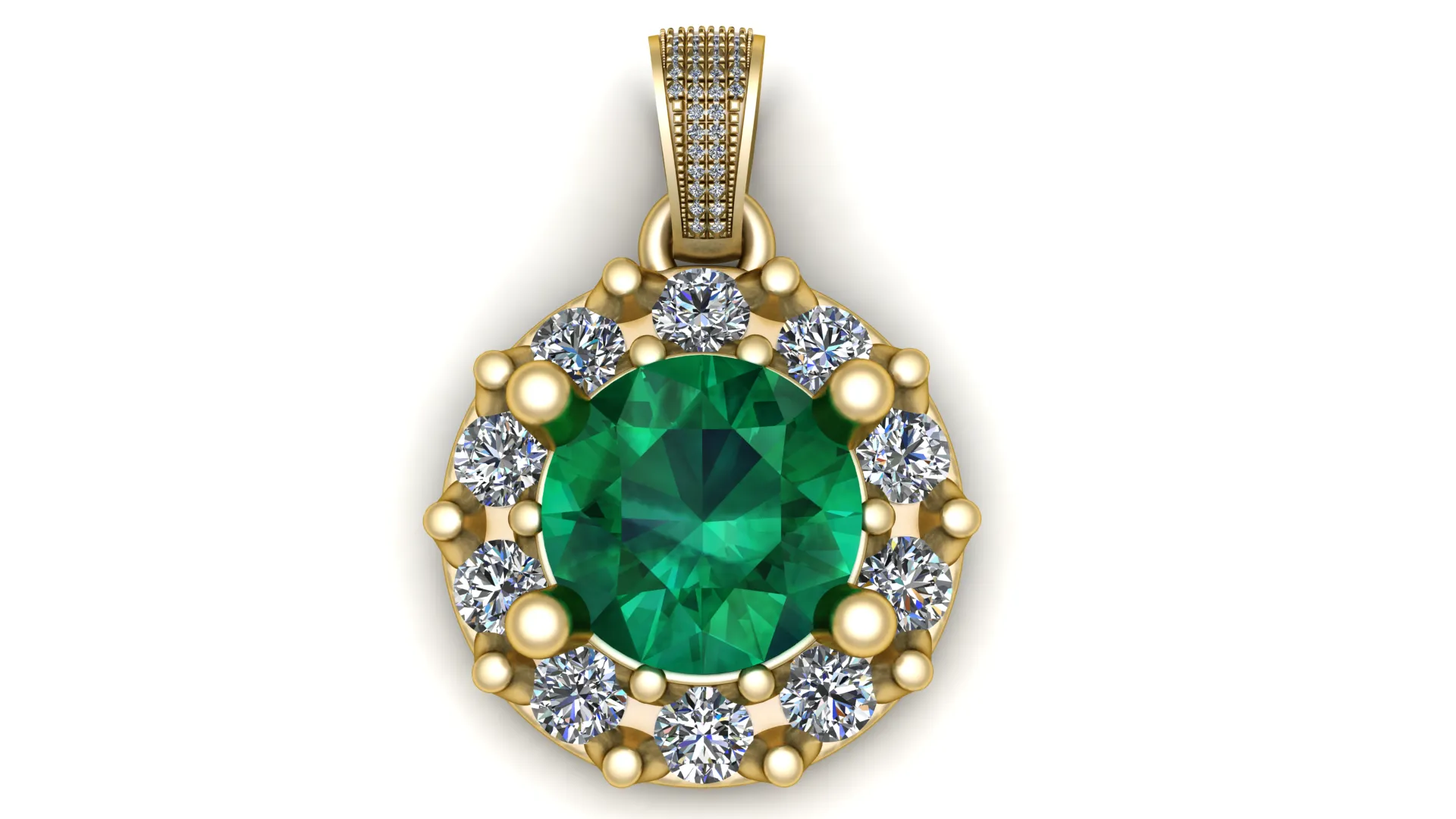 Luxury Emerald Halo Diamond Pendant 3D Printable Jewelry Model 3D Print Model .c4d .max .obj .3ds .fbx .stl .blend 