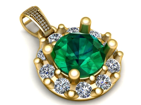 Luxury Emerald Halo Diamond Pendant 3D Printable Jewelry Model 3D Print Model