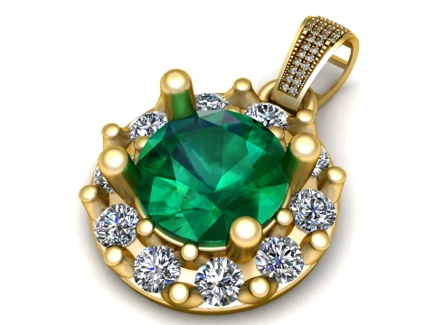 Luxury Emerald Halo Diamond Pendant 3D Printable Jewelry Model 3D Print Model
