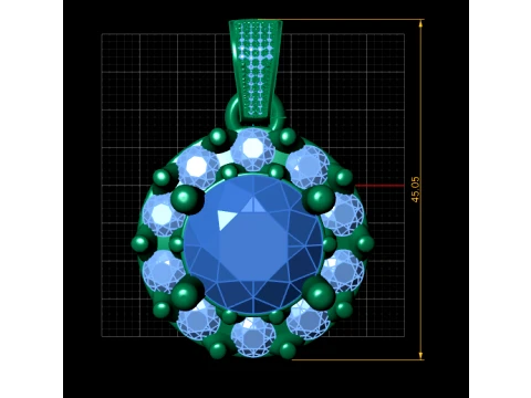 Luxury Emerald Halo Diamond Pendant 3D Printable Jewelry Model 3D Print Model