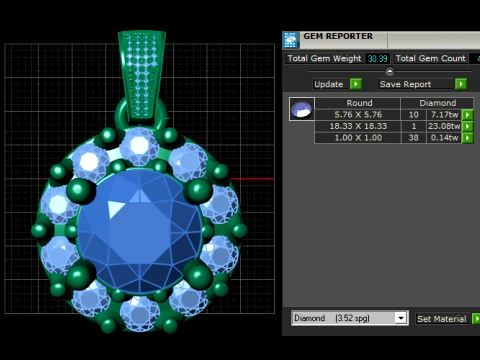 Luxury Emerald Halo Diamond Pendant 3D Printable Jewelry Model 3D Print Model