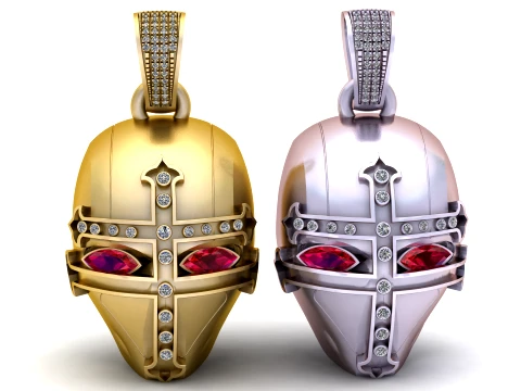 Ciondolo di lusso con casco da cavaliere, design di gioielli 3D Modello di stampa 3D