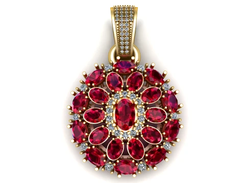 Royal Bloom Edelstein-Halo-Anh&auml;nger 3D Druckmodell