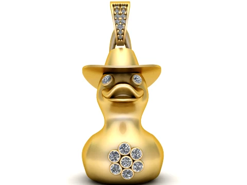 Diamond Duck Cowboy Pendant 3D Print Model