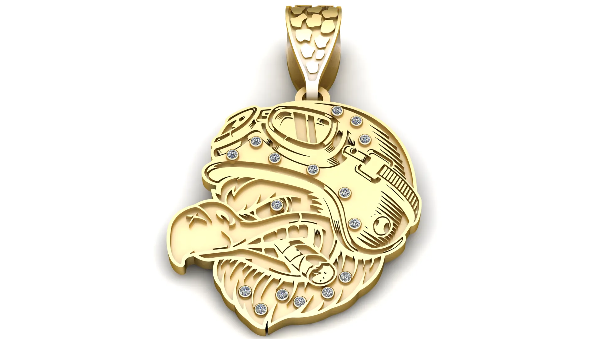 Smokin Eagle Warrior Pendant 3D Print Model .c4d .max .obj .3ds .fbx .stl .blend