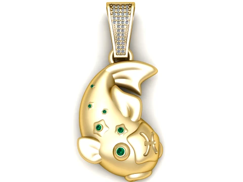 Gl&uuml;cks-Koi-Edelstein-Anh&auml;nger 3D Druckmodell