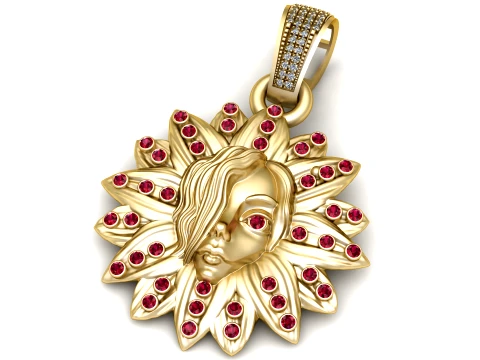 Ruby Blossom Maiden Pendant 3D Print Model