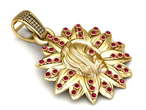 Ruby Blossom Maiden Pendant 3D Print Model