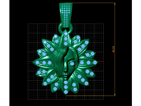 Ruby Blossom Maiden Pendant 3D Print Model