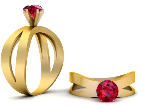 Luxury Solitaire Gemstone Ring 3D Print Model