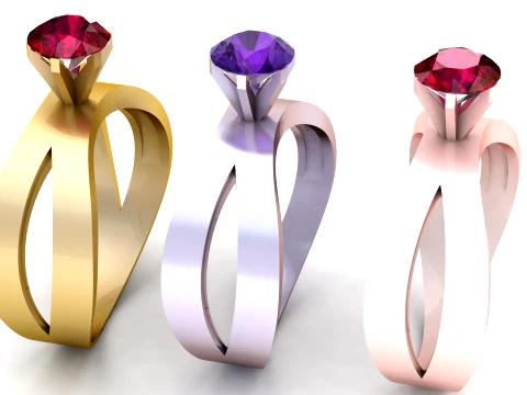 Luxury Solitaire Gemstone Ring 3D Print Model