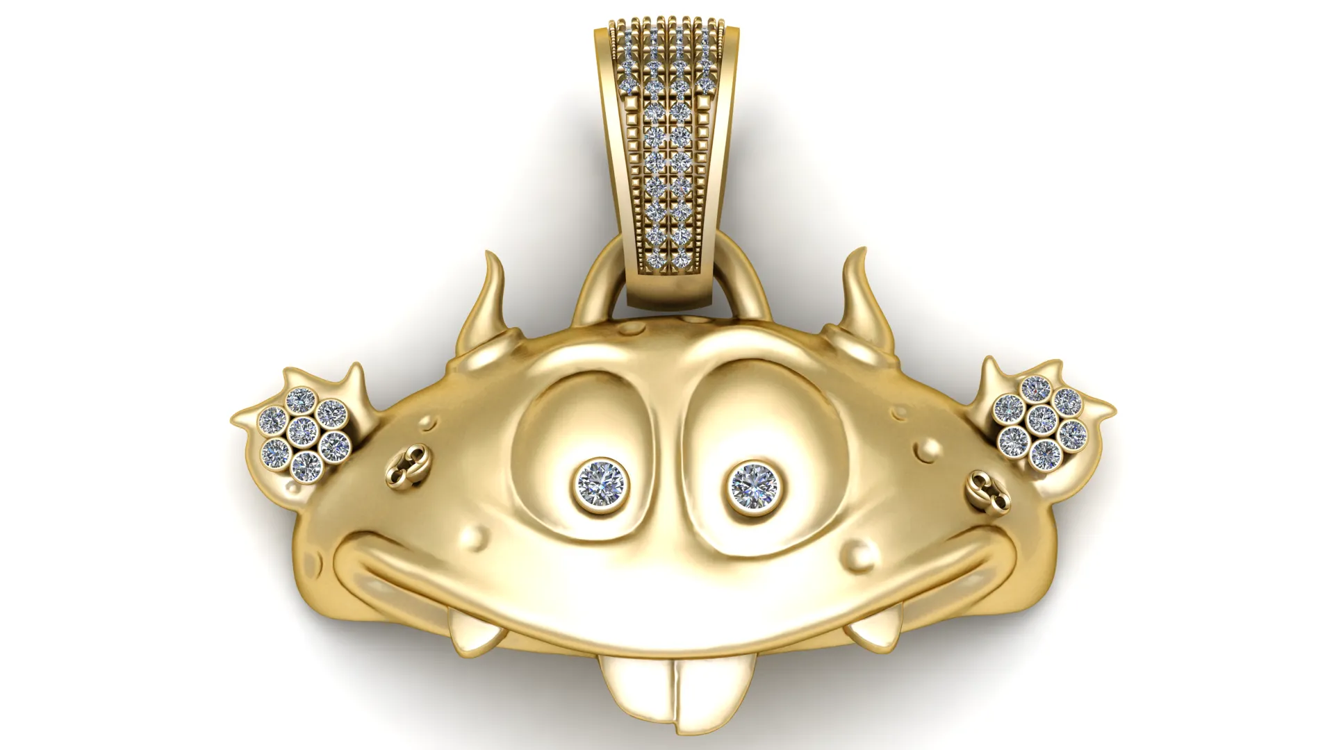 Luxury Cartoon Monster Diamond Pendant 3D Print Model .c4d .max .obj .3ds .fbx .stl .blend 