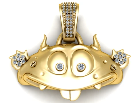 Luxury Cartoon Monster Diamond Pendant 3D Print Model