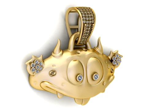 Luxury Cartoon Monster Diamond Pendant 3D Print Model