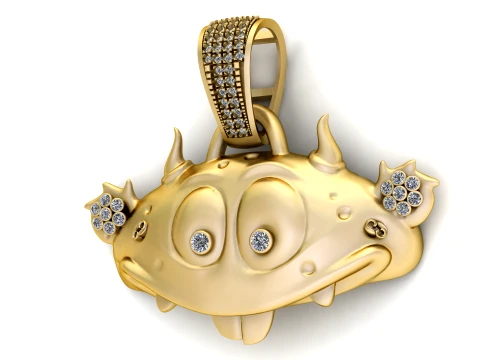 Luxury Cartoon Monster Diamond Pendant 3D Print Model