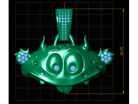 Luxury Cartoon Monster Diamond Pendant 3D Print Model
