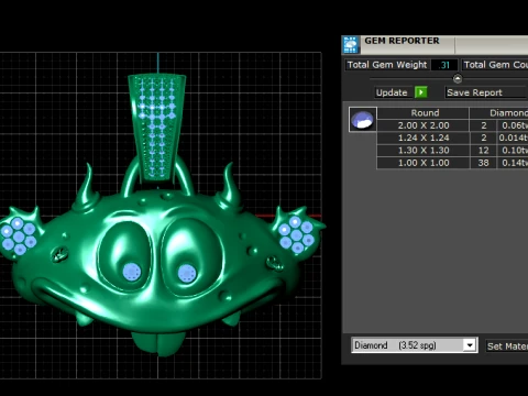 Luxury Cartoon Monster Diamond Pendant 3D Print Model