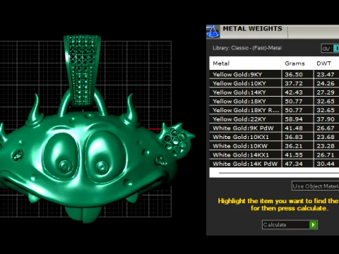 Luxury Cartoon Monster Diamond Pendant 3D Print Model